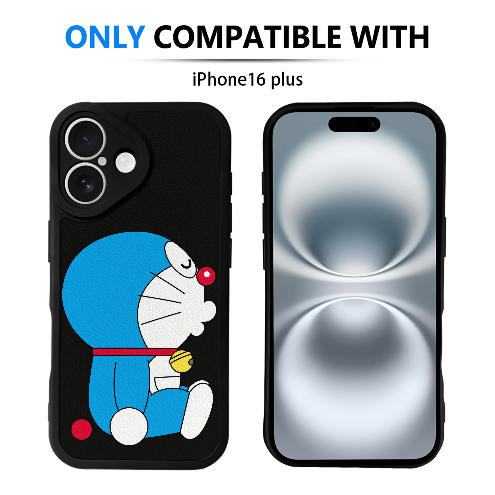 （画像用） ドラえもん Doraemon 【iPhone 16シリーズ対応】シリコンスマホケース（レザー調） 材質：シリコン